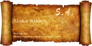 Siska Albert névjegykártya
